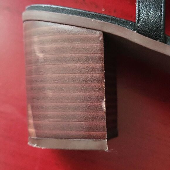 Franco Sarto Open Toe Mandi Block Heels Black Leather Shoes Women's 9.5 M - Picture 13 of 16